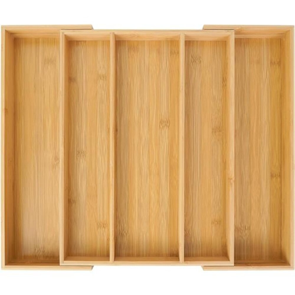 Expandable Bamboo Kitchen Drawer Organizer Utensil Cutlery Tray Silverware Holde
